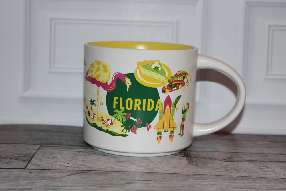 Starbucks Florida Discovery Series 14 oz Mug Yellow Interior EUC 2024